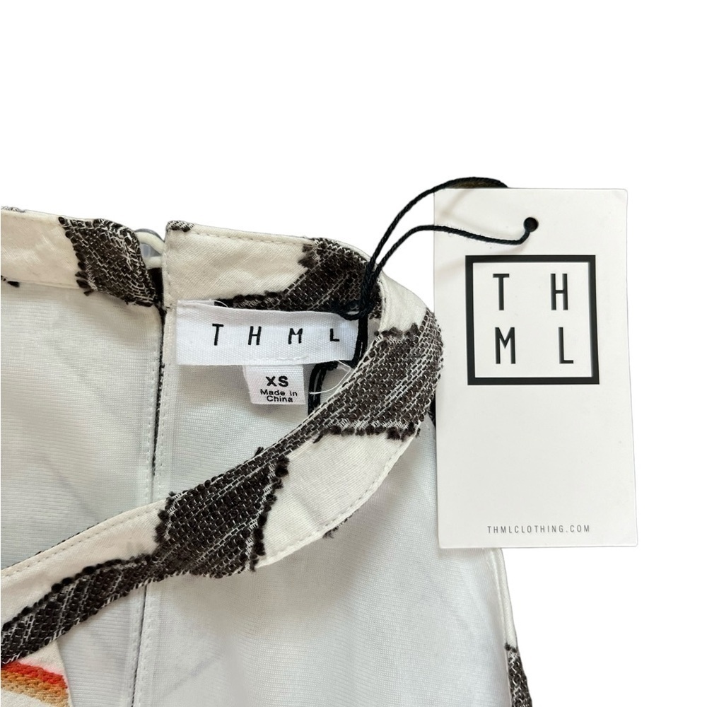 Anthropologie THML Embroidered Dress Sleeveless XS Chevron Lined Spring Summer - Picture 11 of 11